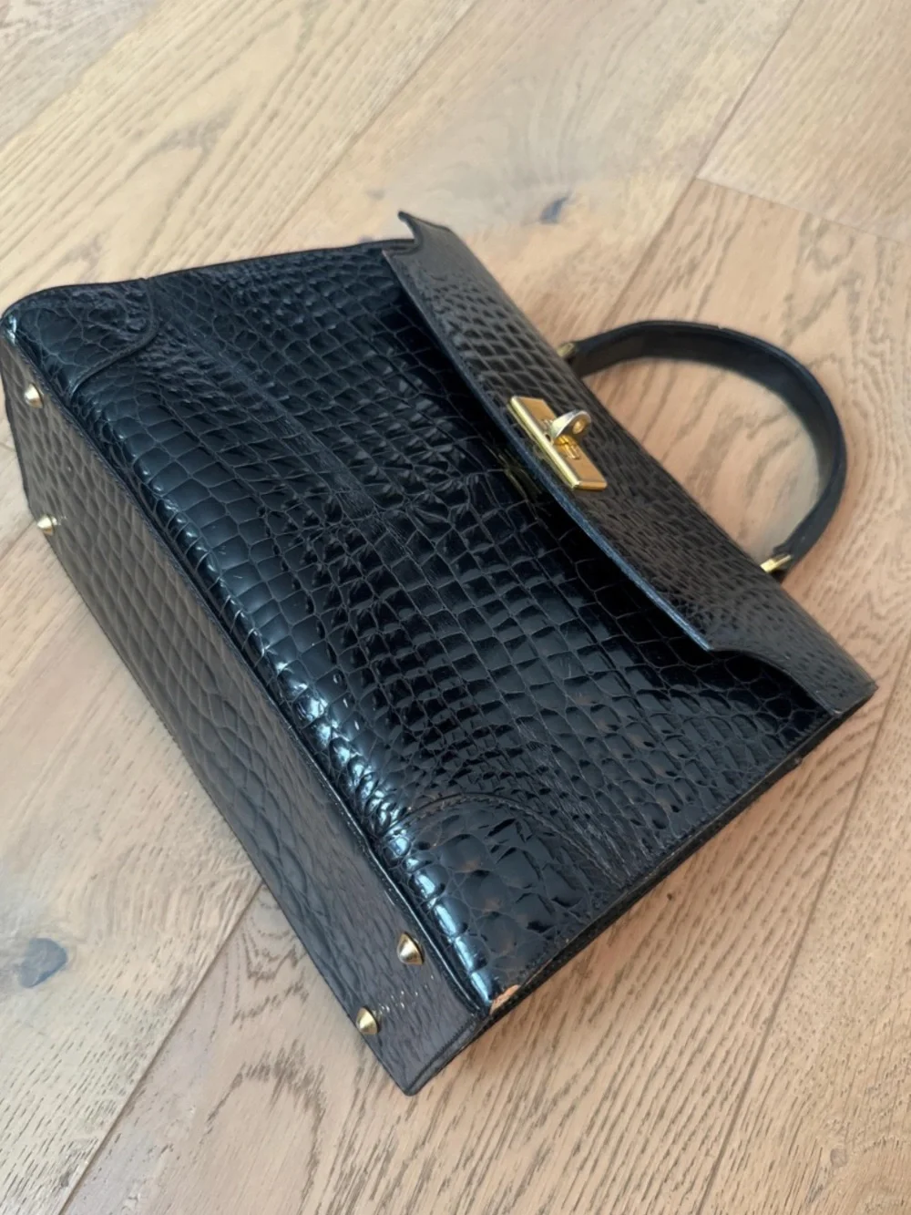 1970 Giotti hand made Firenze Black alligator skin handbag